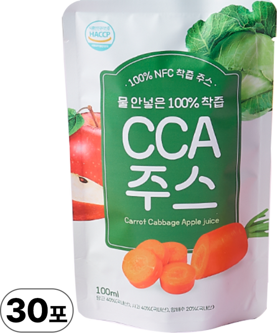 물넣지않은 100% 착즙 국내산 무첨가 CCA주스, 30개, 100ml