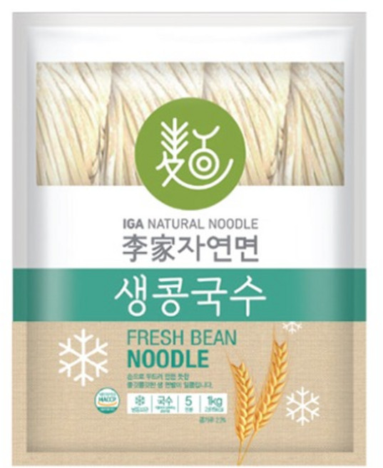 이가자연면 대용량 생면 콩국수면 (10kg - 50인분 냉동보관) 업소용 식자재, 10개, 1kg