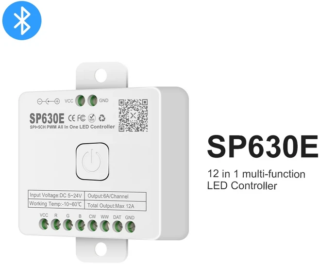 SP530E 올인원 LED 컨트롤러 Wifi Alexa Google 홈 BT 5CH PWM SPI 픽셀 LED 스트립 조명 WS2811 WS2812B S, [10] SP630E Controller