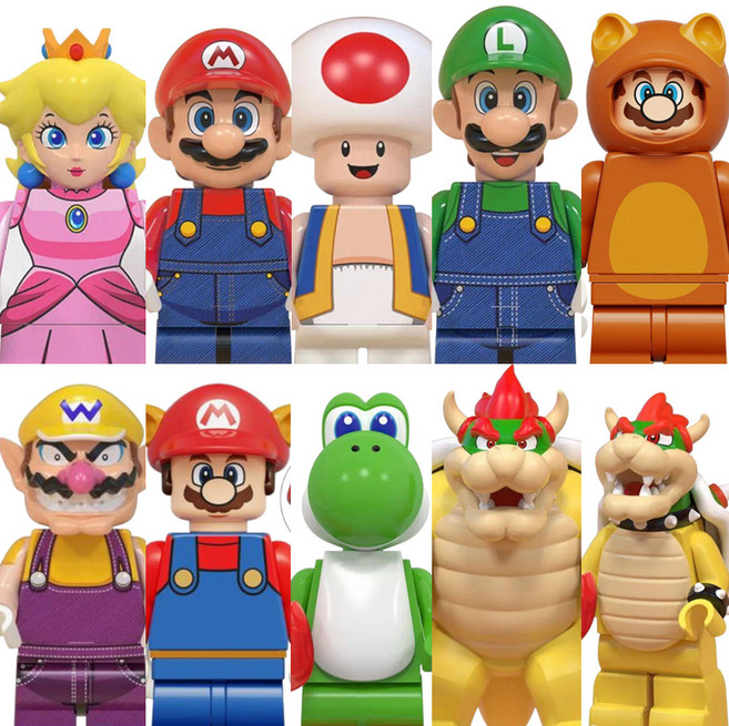 슈퍼마리오 호환블럭 브릭미니피규어 시리즈 마리오/루이지/쿠파/요시/토드/피치 취미/수집/장식/컬렉션용 커스텀 호환 블록피겨 컬렉션 01, 1개, SM-0111. 슈퍼마리오 10종 세트(로켓)