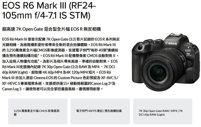 Canon EOS R6 Mark III R6M3, RF 24-105mm STM 鏡頭組