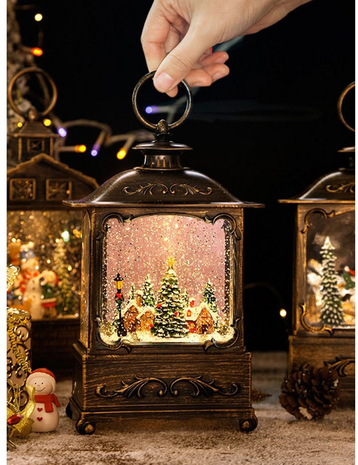 크리스마스 직사각 랜턴 LED 워터볼 5종 마을 눈사람 산타 오르골 무드등 인테리어 소품