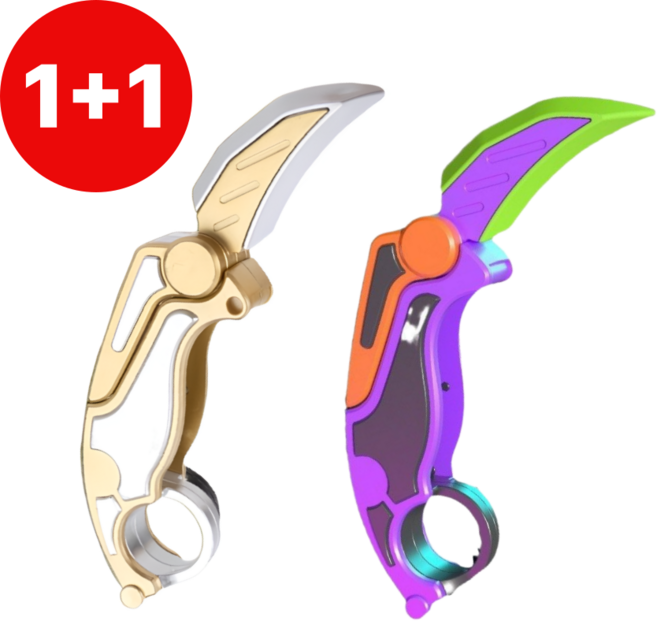 섭합 접이식 카람빗 토이 나이프 피젯스피너 키덜트 장난감, 2개, 퍼플+골드