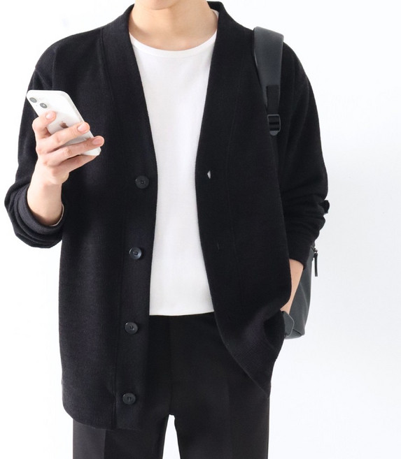 [당일발송] 로펀 오버핏 브이넥 무지 니트 가디건 빅사이즈 ZZBCD023