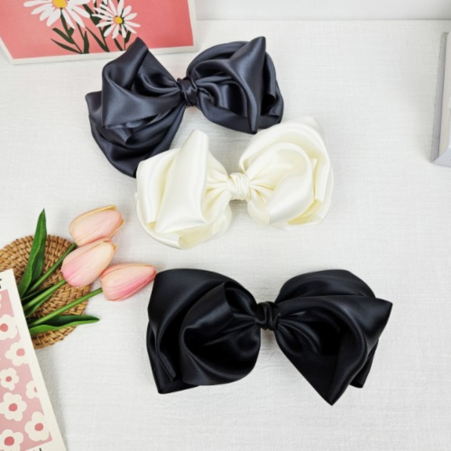 무이토린다 레나 새틴 볼륨 왕리본 헤어핀