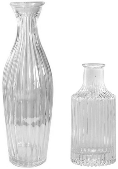 [1+1] 줄무늬 유리화병 유리 꽃 화병 꽃병, [1+1]줄무늬 모던 화병+줄무늬 호리 화병