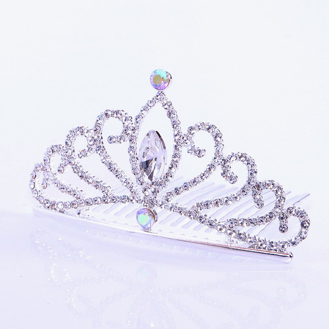 웨딩 왕관 티아라 브라이덜샤워 공주 왕관머리띠, 1개, 은색/silver