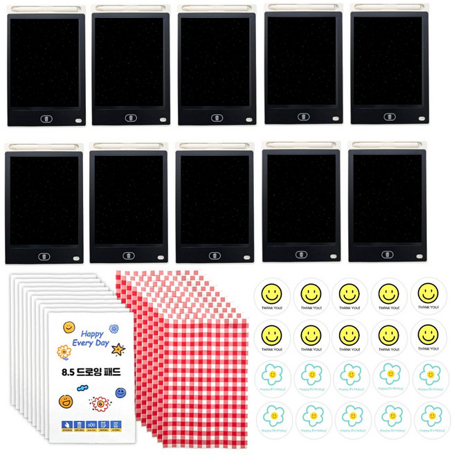[미포리댁] 어린이집 생일 답례품 선물 유치원 구디백 유아 LCD 드로잉패드 장난감, 10개, 흰색색상 세트