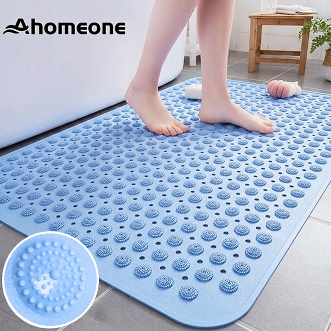 Ahomeone 욕실 미끄럼방지매트 마사지 발매트 빠른 물빠짐 화장실 지압 매트, 1개, 라이트 블루