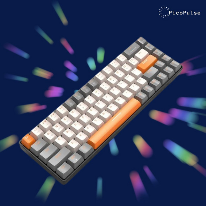 무선 레트로 기계식 키보드 적축 텐키리스 K68, 화이트, 피코펄스 K68
