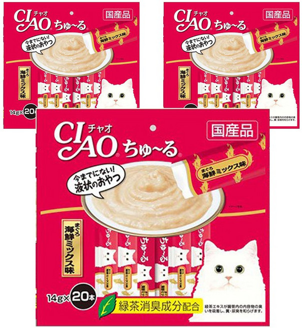챠오츄르 고양이 짜먹는 간식, 혼합맛(참치/해산물), 14g, 60개