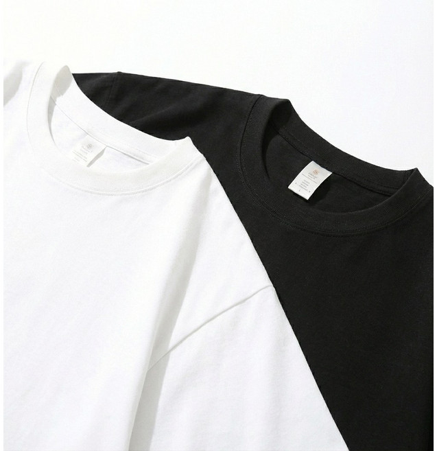 도채리 1+1 두툼한 260G 100% 순면 프리미엄 반팔 무지 티셔츠