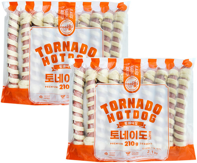 쿠즈락 토네이도 핫도그 2.1kg x 2개 회오리핫도그