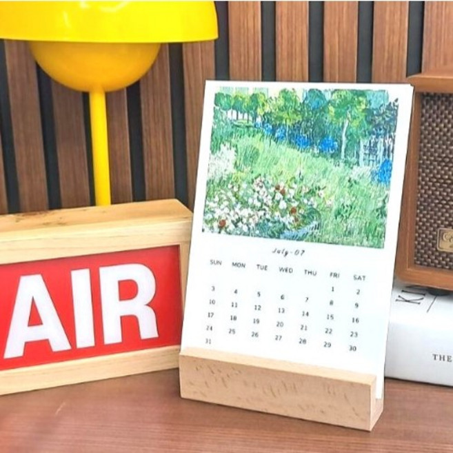 데스크캘린더 감성 반고흐 명화 2023 탁상달력+나무받침대+자석