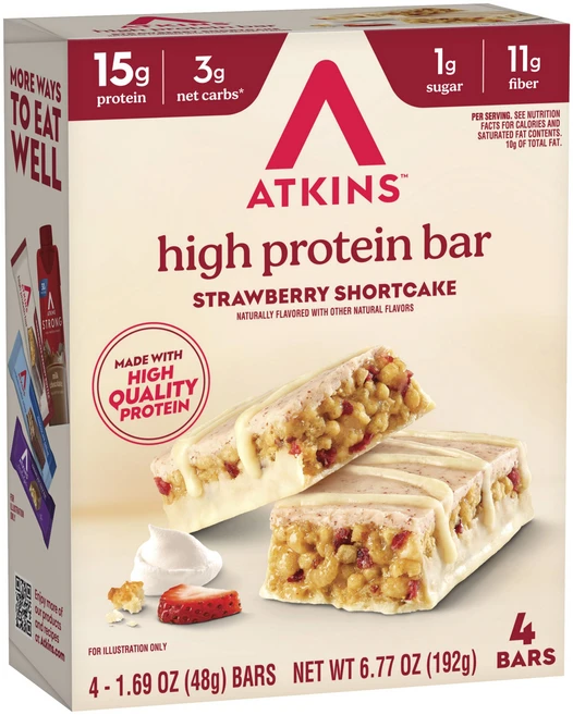 앳킨스 하이 프로틴 바 스트로베리 쇼트케이크 4개입, 192g, 1개 - 쿠팡