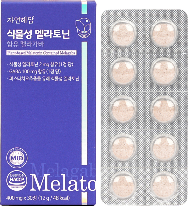 자연해답 식물성 멜라토닌 함유 멜라가바, 1박스, 30정