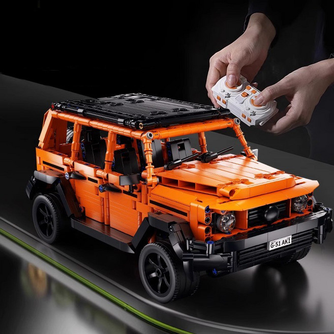 최신 테크닉 지프 리모컨작동+LED등 메르세데스 벤츠 G500 자동차 블럭, 1개, 오렌지