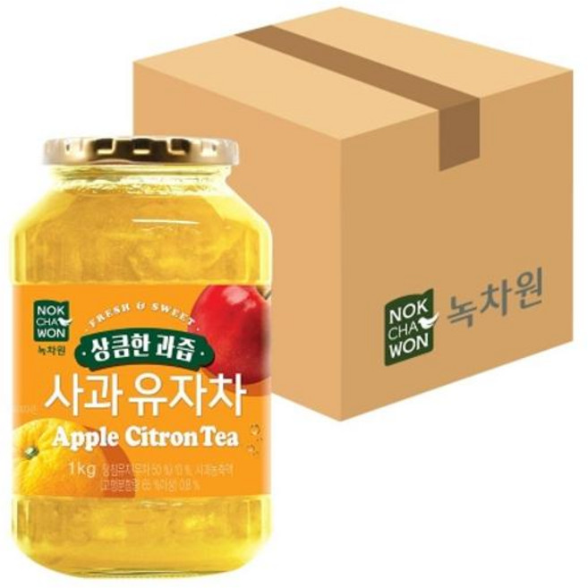 녹차원 상큼한 과즙 사과 유자차, 1kg, 12개, 1개입