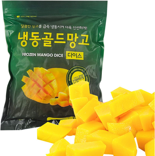 IQF냉동 골드망고 1kg(1kgx1ea) /자연미가 냉동과일, 5개, 1kg