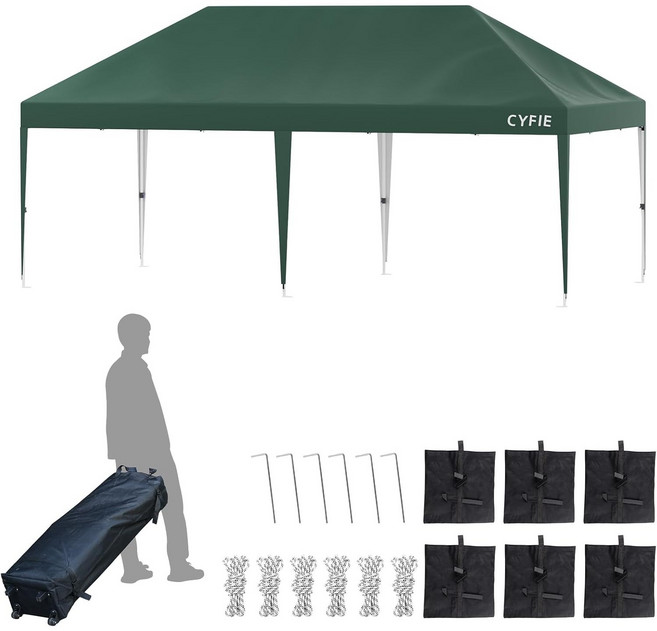 텐트 천둥천막 접이식 캐노피 천막 지붕형 몽골텐트 접이식 캐노피차양막 행사용 방수 3x6, 그린