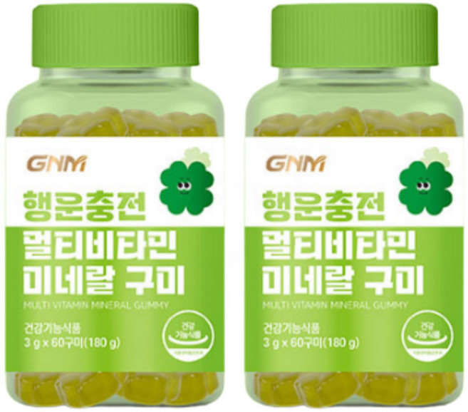 GNM 행운충전 멀티비타민 미네랄 구미 60구미 X 2병 (샤인머스켓맛), 2개, 60정