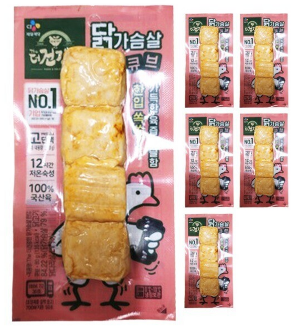 CJ 더건강한 닭가슴살 한입큐브, 6개, 80g