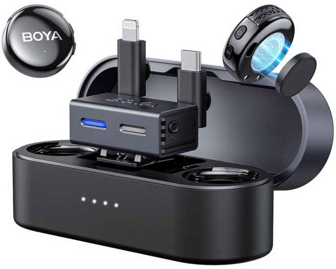 BOYA BOYALINK3 c&Lightning&3.5mm iPhone 16 AI EQ 무선 핀 마이크 타입 무선 마이크