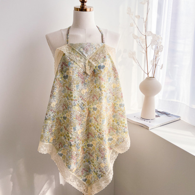 여성손수건 여자 에티켓 손수건 나혼산 범준 앞치마 레이스손수건 큰 대형 면 꽃무늬 스카프 무릎덮개 국내생산