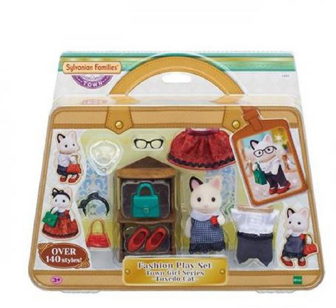 실바니안패밀리 패션 코디 타운 걸 턱시도 고양이 피규어세트 5462, 1세트
