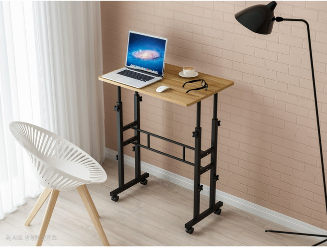 스탠딩책상 이동식 높이조절 접이식 학생용 사무용 컴퓨터 공부 노트북 테이블 서서 쓰는 책상, 쿠키