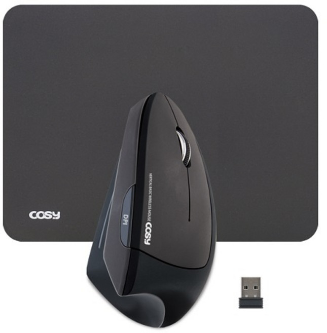 코시 무선 광마우스 M2130WLMP 버티컬 With Pad 블랙 무지패드, 코시 무선 광마우스, M2130WLMP 버티컬 With