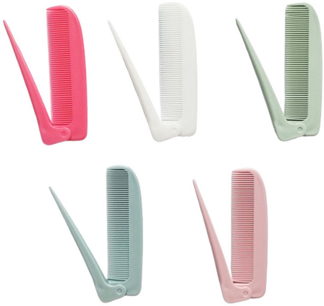 어클렛 여행 휴대용 접이식 꼬리빗, 5개, 혼합색