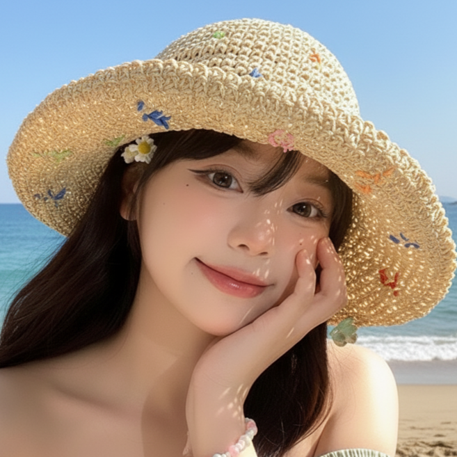 여름 라탄 버킷햇 챙넓은 바캉스 밀짚 모자