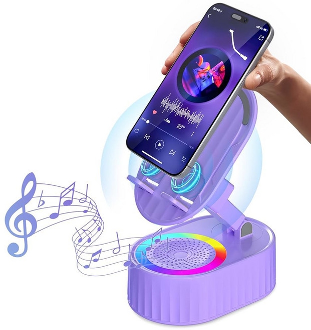 AKLLCCR 무선 인덕션 오디오 블루투스 스피커 5in1 휴대폰 홀더 비상 충전식 3000mAh 태블릿 안드로이드용 300 접이식 남성 여성용 선물 블랙, AKLLCCR 무선 유도 오디오 블루투스 스피커 5in