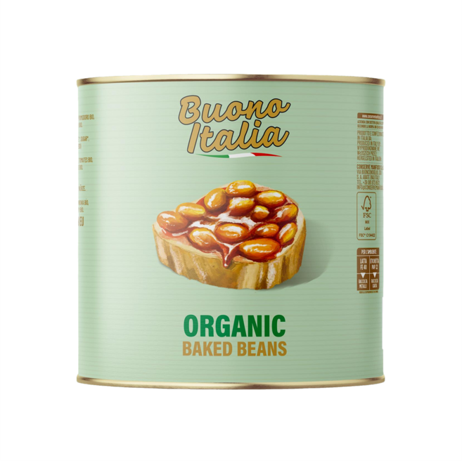 부오노 이탈리아 유기농 저염 베이크드 빈 통조림(유기농흰강낭콩 54%), 1개, 400g