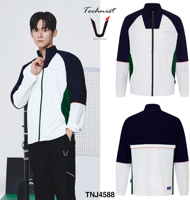 테크니스트 배드민턴 남성 여성 트레이닝 자켓 상의 긴팔 화이트 네이비 TNJ4588