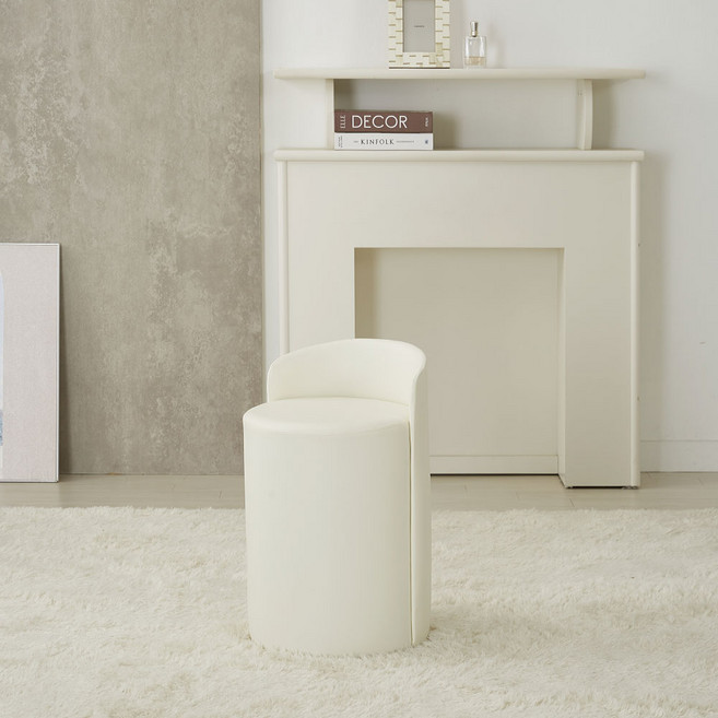 플로바움 컴포트 로우백 인조가죽 등받이 화장대 스툴 의자, 1개, 2.아이보리 (8102)