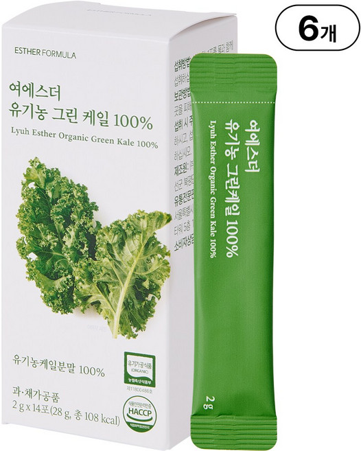 본사직영 여에스더 유기농 그린 케일 100% 유기농 컬리케일, 6개, 28g