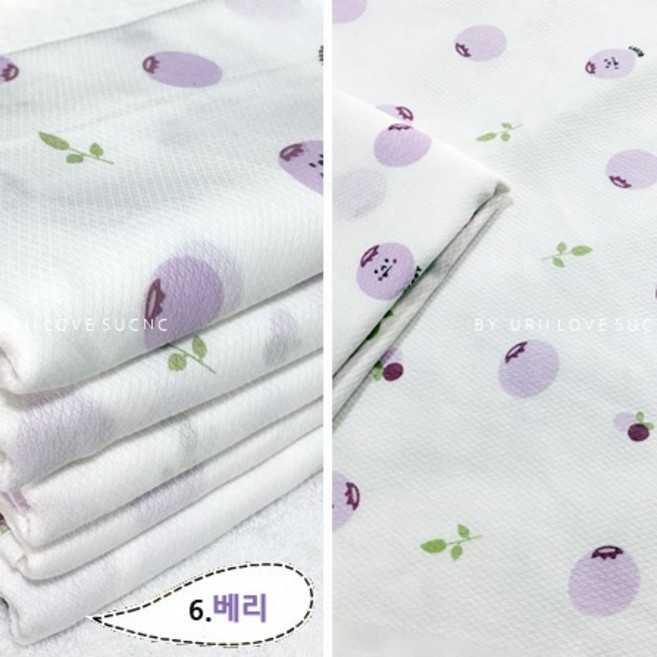 국산 순면 무형광 가제 엠보면 나염 손수건 총20장, 6.베리20장, 1세트