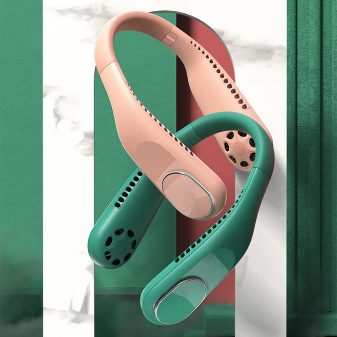 넥밴드선풍기 목걸이 대용량 4000mAh휴대용 날개없는 선풍기 목선풍기 화이트 핑크 그린, 블루