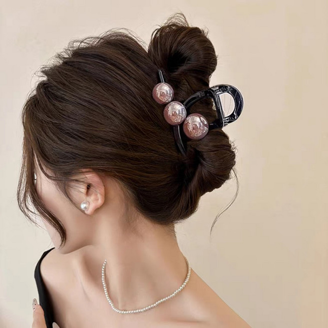 우아한 진주 헤어 반머리집게핀 중형 올림머리핀 고정핀