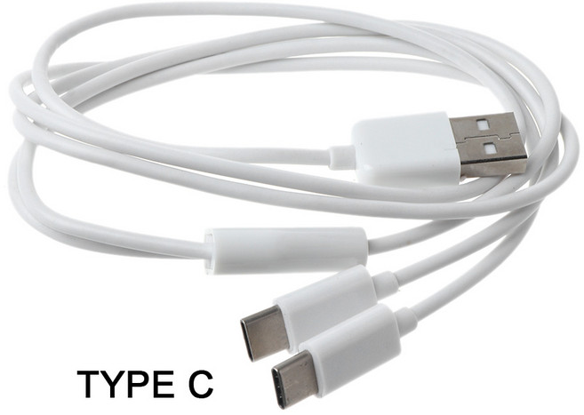 USB 다중 고속 차량 케이블 스플리터 데이터 동기화 나일론 브레이드 코드 USB는 전화 태블릿의 경우 2 타입 C에, 하얀색, 1개