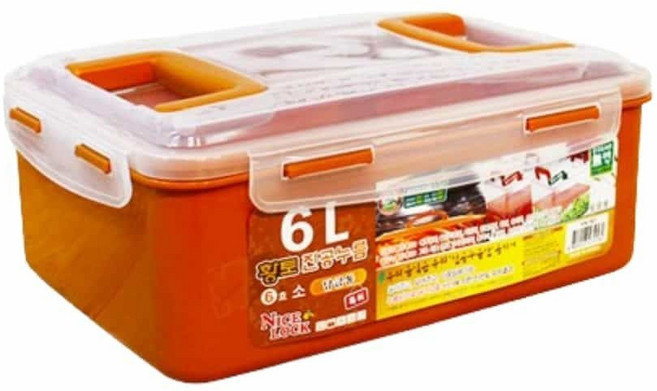 HOOT 황토 누름락 6호 플라스틱통 6L 김치통 냉장고반찬통
