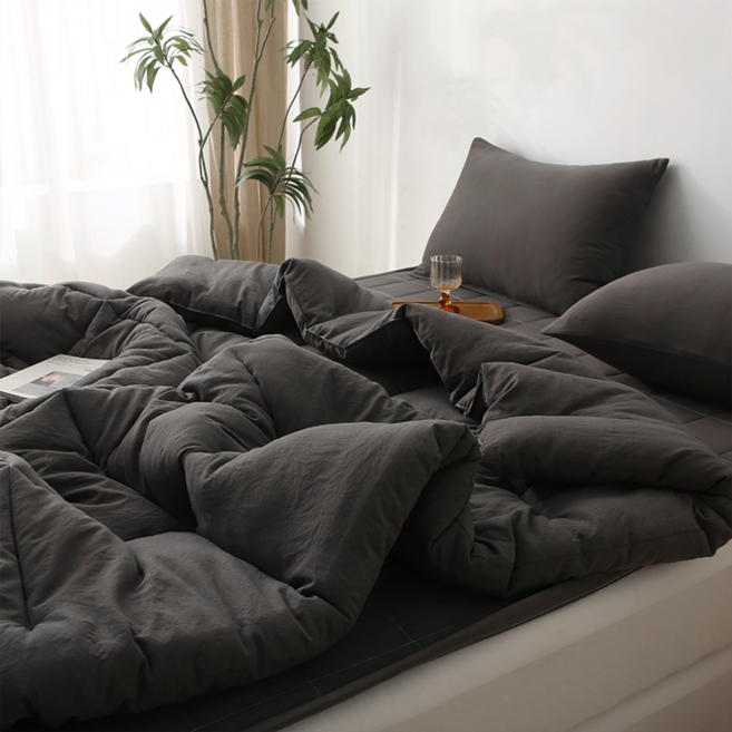 KURUA 간절기 부드러운 워싱 이불 세트 홈 이불/패드/베개커버 세트