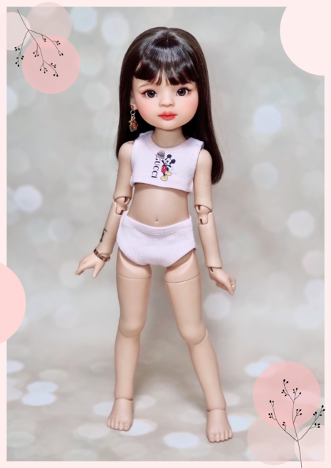 #파올라레이나 32cm 옷( 미키 연핑크 써머룩 )[마구샵]#구체관절인형#bjd#인형옷#다락아이#관절바디#완제품, 1개