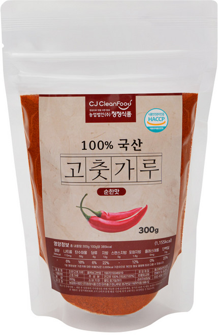 청정식품 국산 안매운 고운 고춧가루 순한맛 어린이용, 1개, 300g