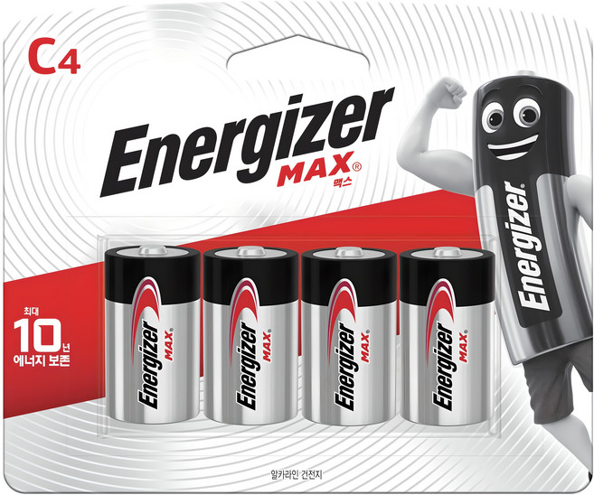 에너자이저 알카라인 맥스 C형 건전지, 4개입, 1개