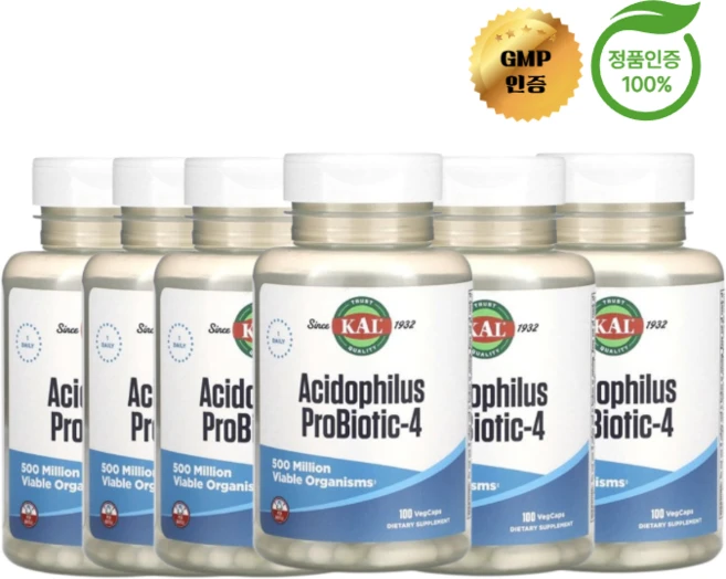 3+3 KAL 애시도필러스 프로바이오틱4 유산균 베지 캡슐 100정, 6개 - 쿠팡