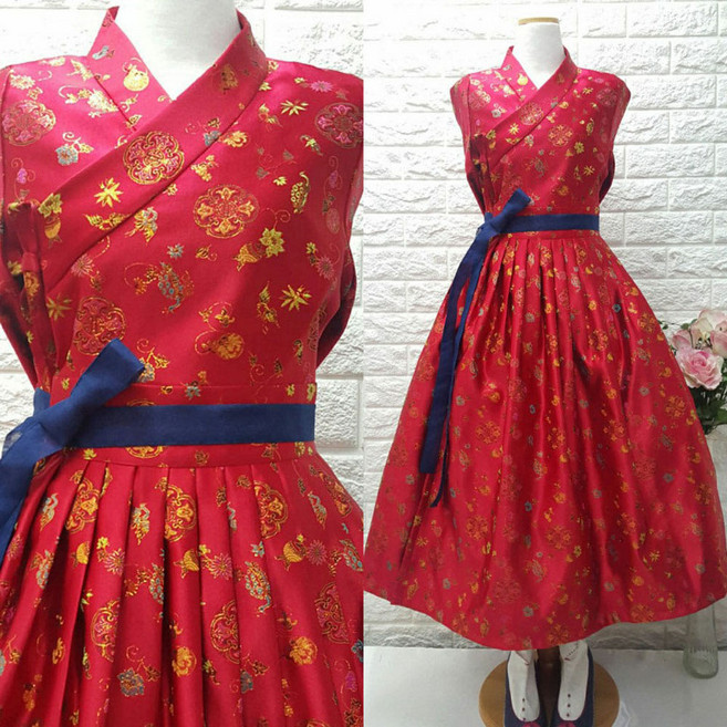 황후 철릭원피스 - 레드 와이포샵 생활한복 개량 빅사이즈가능