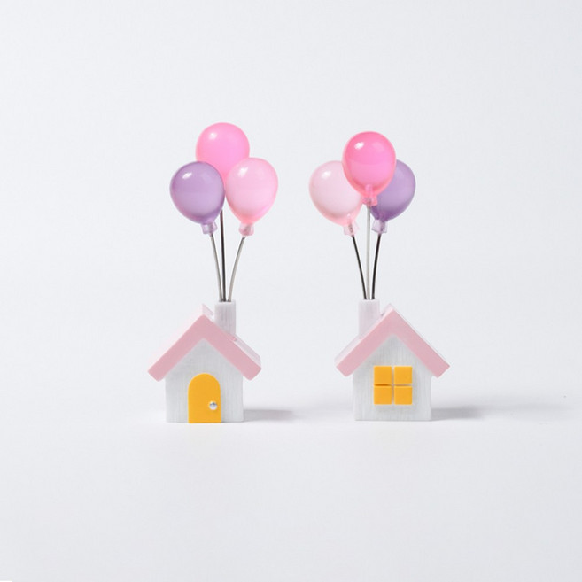 Craft Buddy 파스텔톤 풍선 장식 대시보드 집 피규어 자동차 인테리어, 1세트, 핑크 2개입